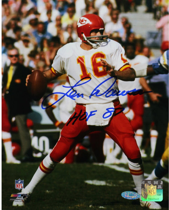 Len Dawson Signed Dropping Back 16x20 Photo w/ HOF insc