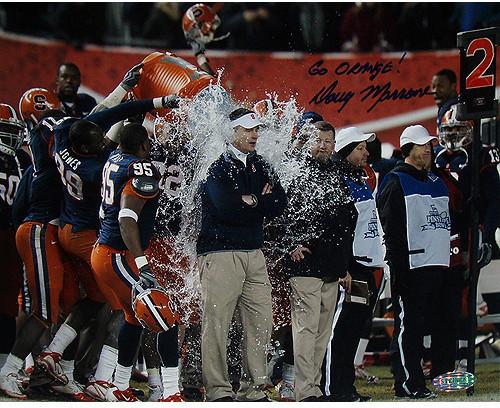 Doug Marrone pins. Bowl Gatorade Bath Horizontal 8x10 Photo w/ Go Orange Insc.