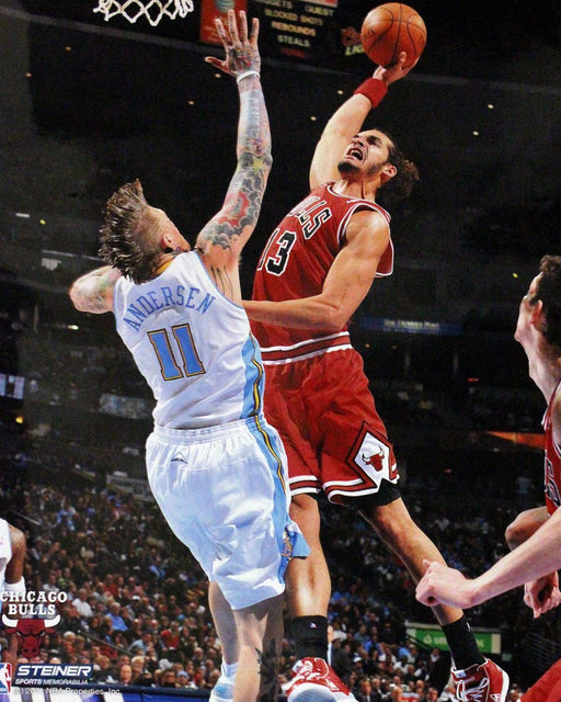 Joakim Noah Dunk Over Chris Anderson Vertical 16x20 Photo uns (Getty# 107163465)