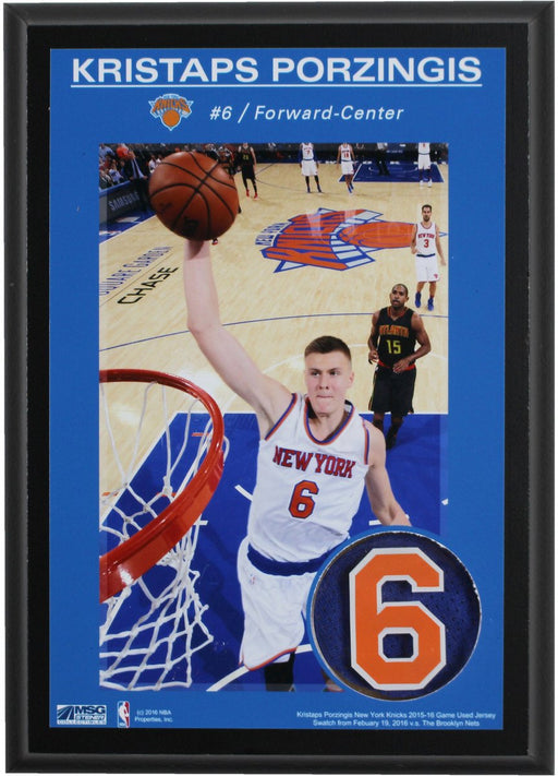 Kristaps Porzingis New York Knicks 4x6 Plaque w/ Game Used Jersey Swatch