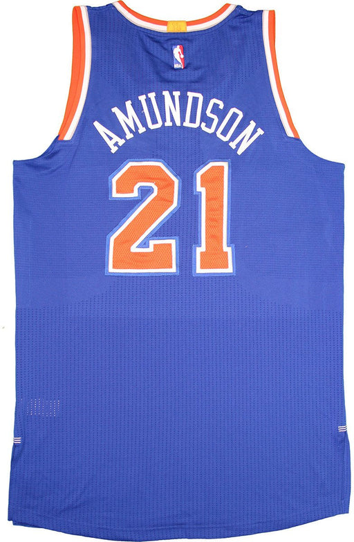 Lou Amundson Jersey - NY Knicks 2014-2015 Game Used #21 Blue/Orange Jersey (2XL)