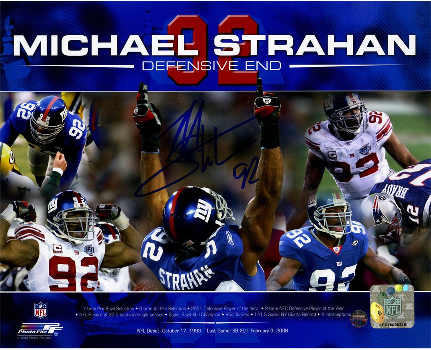 Michael Strahan Signed Career Accomplishments 8x10 Photo