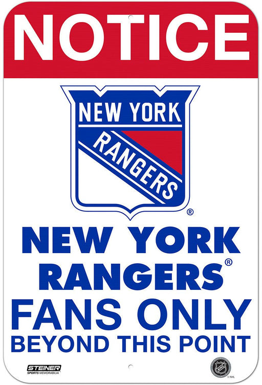 New York Rangers Fans Only 8x12 Aluminum Sign