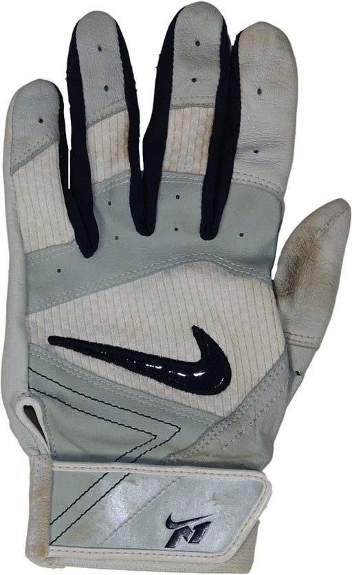 Mark Teixeira 2014 Game Used White/Grey/Blue Nike Glove With Blue Swoosh