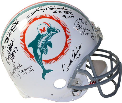 1972 Dolphins 6 Signature Authentic Helmet Signed and Inscribed by Csonka/Griese /Fernandez/Morris /Little /Anderson