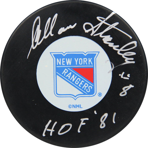 Allan Stanley New York Rangers Signed Hockey Puck W/ HOF 81 " ( AJ Sports Auth)