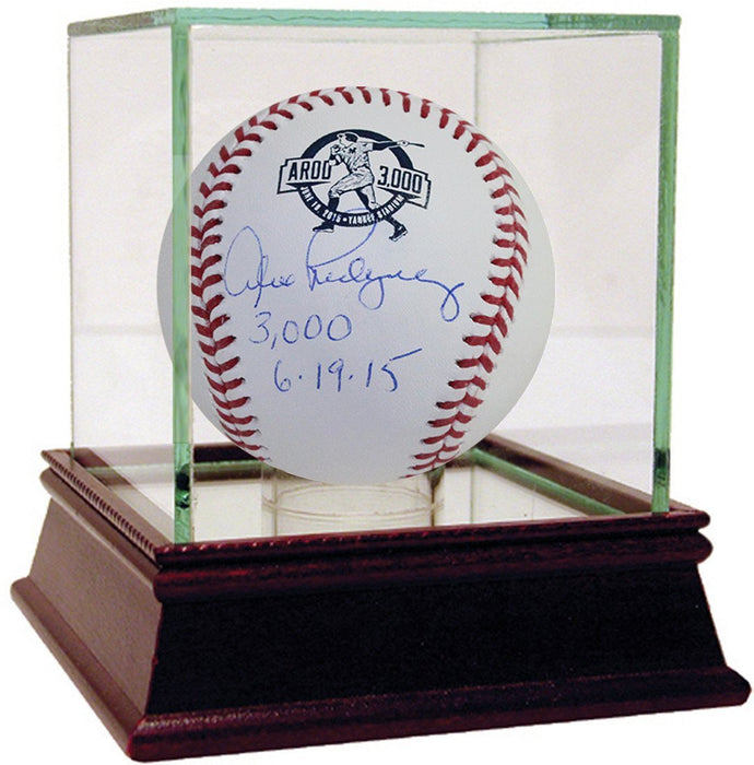 Alex Rodriguez Signed 3 000th Hit Logo Baseball w/ 3 000th Hit 6/19/15 Insc