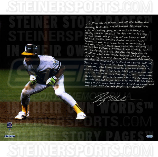 Rickey Henderson Signed Earthquake 16x20 Story Photo