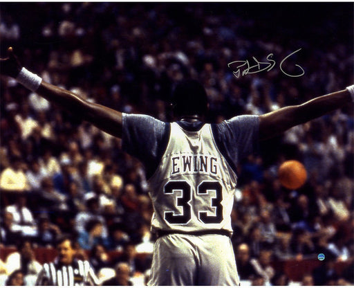 Patrick Ewing Signed Georgetown Arms Out Facing Crowd 16x20 Photo