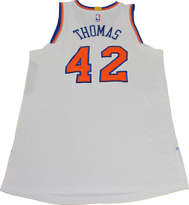 Lance Thomas New York Knicks 2015-16 Game Used #42 White Jersey (1/31/2016 vs. Golden State Warriors) (2XL) (NKN04965)