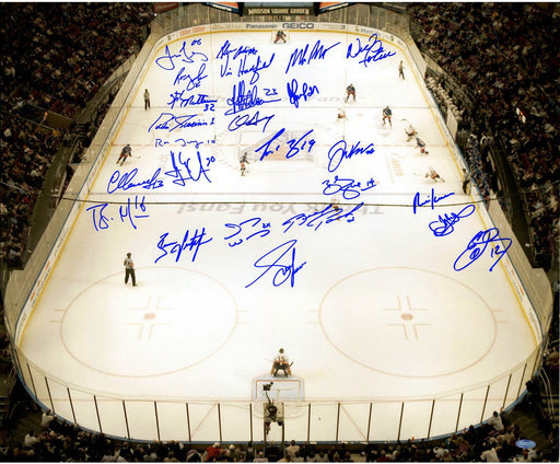 New York Rangers 25 Signature Ice Overhead 20x24 Photo (Missing Messier)