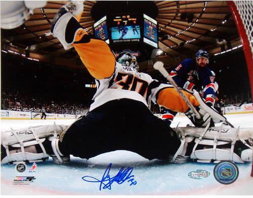 Ryan Miller Goal Cam Kick Save vs. Rangers Signed 8x10 Photo