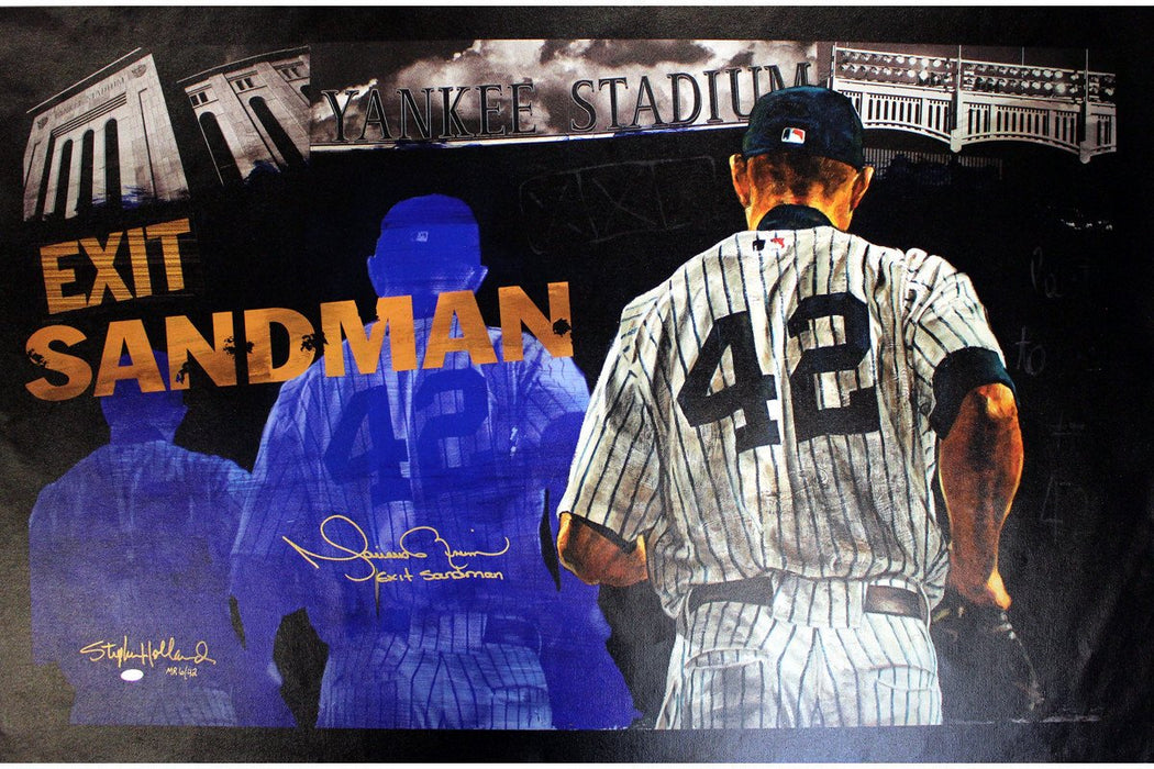 Mariano Rivera Signed Stephen Holland Exit Sandman Giclee  25x44 Canvas w/ “Exit Sandman” Insc. (LE MR of 42)