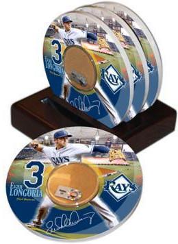 Evan Longoria Player Coaster w/ Game Used Dirt (Set of 4)