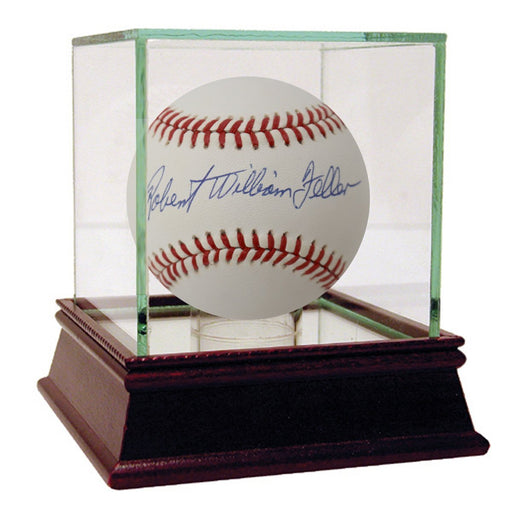 Robert William Feller Signed OAL Brown Baseball JSA