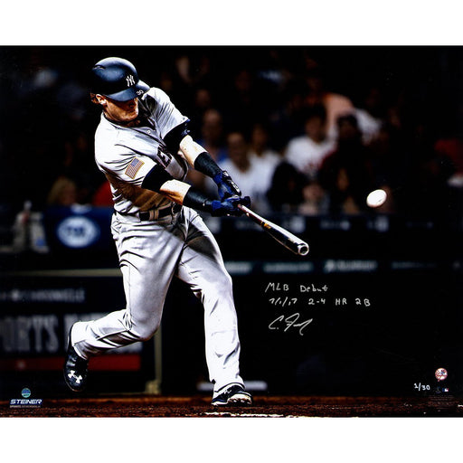 Clint Frazier Signed 'MLB Debut' 16x20 Photo w/ "MLB Debut 7/1/17 2-4 HR 2B" Insc (L/E 30)