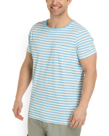 FRENCH CONNECTION S66 Livingstone Striped Tee, Mens, Medium, Blue