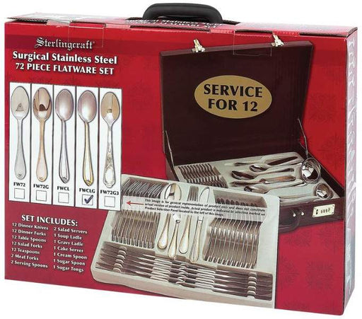 Sterlingcraft 72 Piece Gold Trim Flatware Set