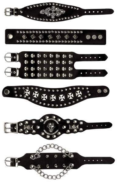 6 Piece Set Assorted Leather Bracelets