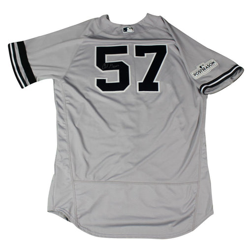 Chad Green Signed New York Yankees 2017 Game-Issued # 57 Road Postseason Jersey (JC 052206)(46)