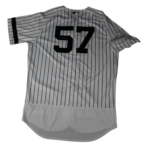 Chad Green Signed New York Yankees 2017 Game-Issued # 57 Home Postseason Jersey (JC 052074)