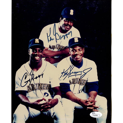 Griffey Family Triple Signed 8x10 Photo (JSA Hologram)