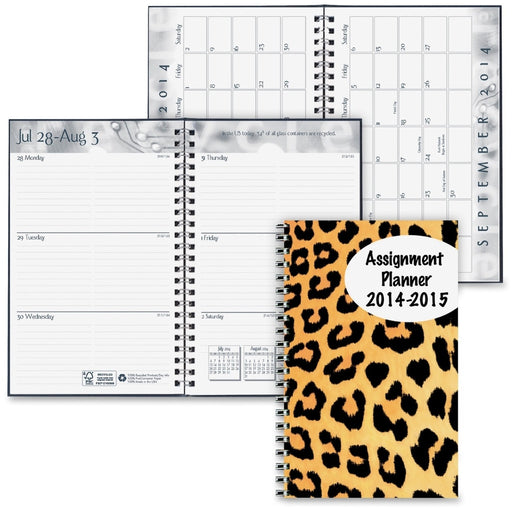 House of Doolittle Weekly Assignment Planner, 13 Months, 5"x8", Trans/Leopard