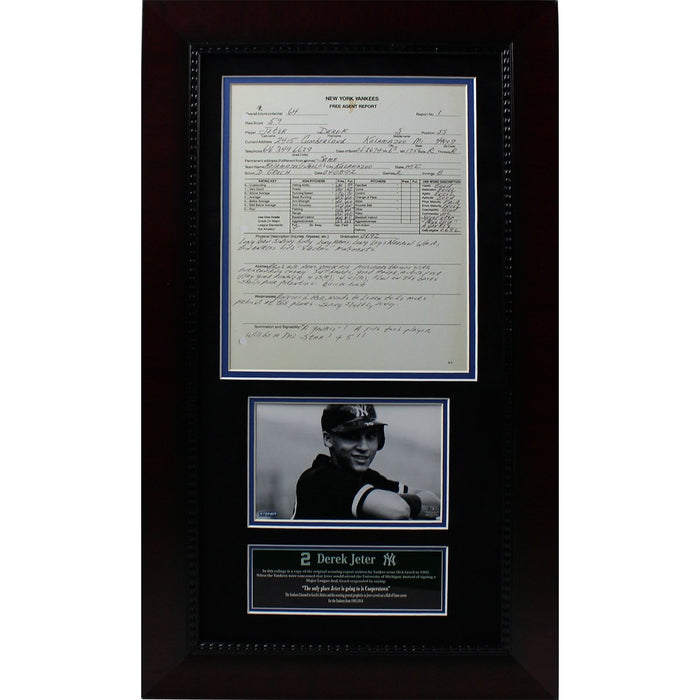 Derek Jeter 13x23 Framed Scouting Report Collage with B/W Photo