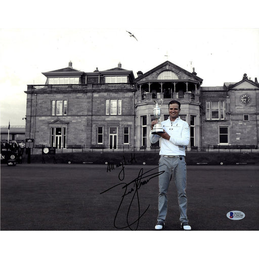 Zach Johnson Signed Wide Angle Holding Trophy 11x14 Photo Beckett