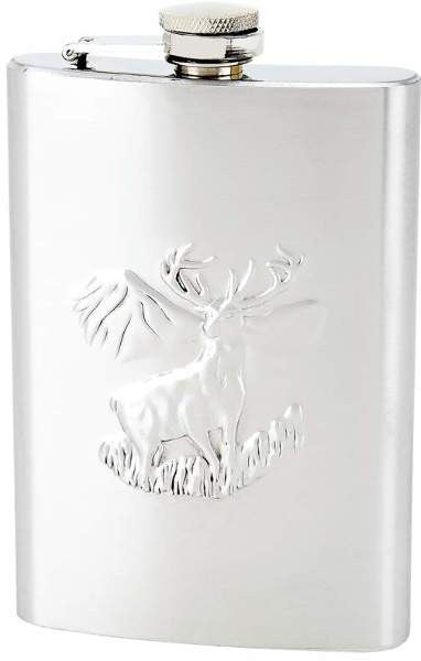 Maxam Embossed 8 oz S/S Flask Embossed Deer