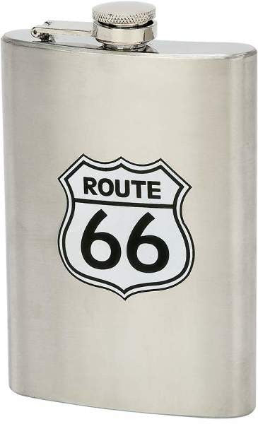 Maxam 8 oz S/S Route 66 Hip Flask