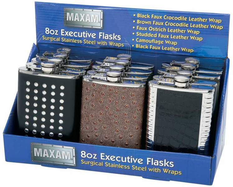 12pc 8 oz Executive S/S Flasks-Countertop Display