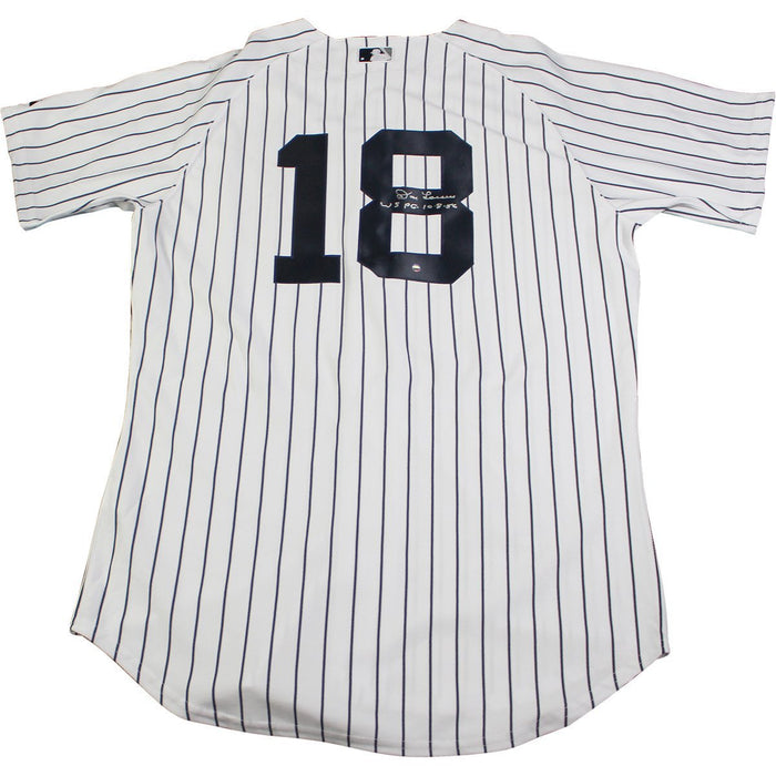 Don Larsen Signed Authentic Home Pinstripe Jersey w/ "WS PG 10-8-56" Insc.