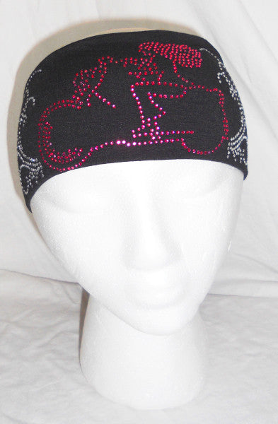 Pink Lady Biker Rhinestone Head Wrap