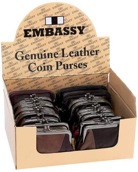 24pc Lambskin Coin Purse Set w Countertop Display