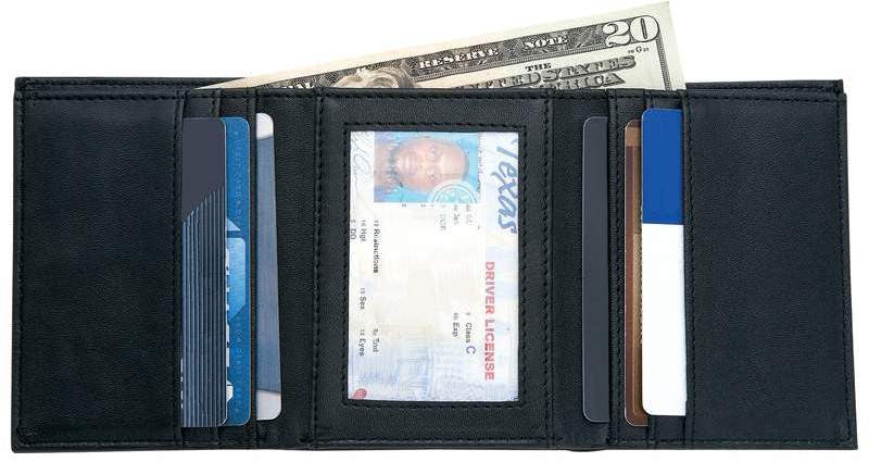 Men 's Solid Genuine Leather Tri-Fold Wallet