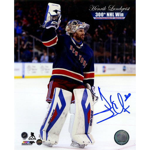 Henrik Lundqvist Signed 300th Win 8x10 Photo