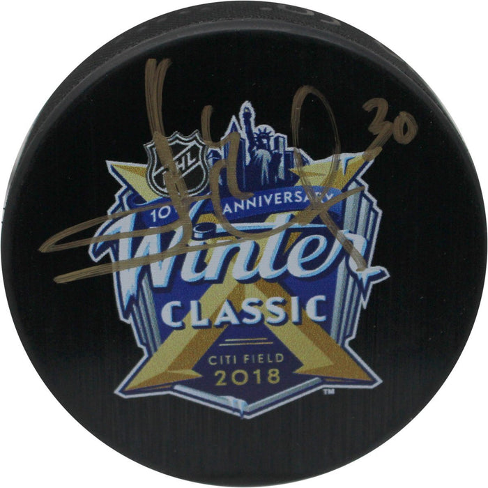Henrik Lundqvist Signed 2018 NHL Winter Classic Logo Puck