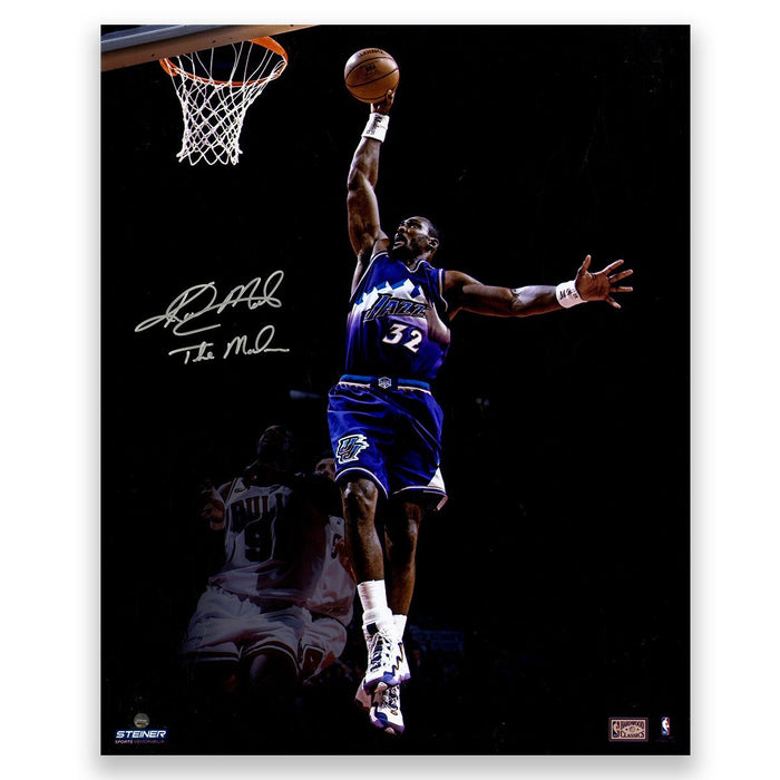 Karl Malone Signed Utah Jazz 16x20 Photo w/ "The Mailman" Insc