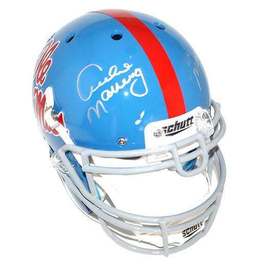 Archie Manning/Eli Manning Dual Signed Ole Miss Rebels Authentic Powder Blue Schutt Helmet