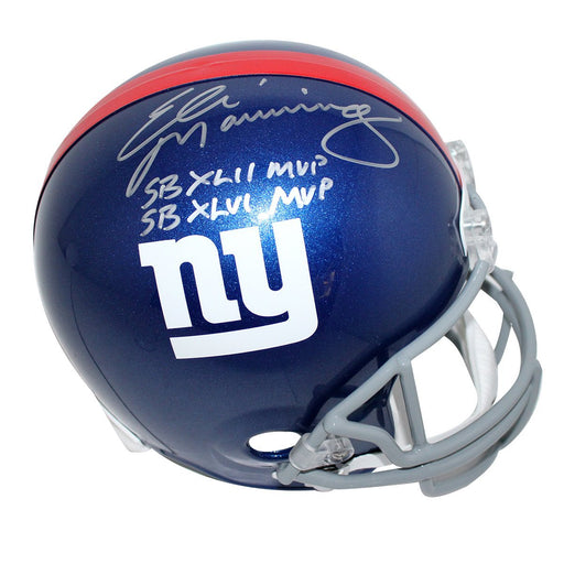 Eli Manning Signed New York Giants Replica Helmet w/"SB XLII MVP, SB XLVI MVP"Insc.