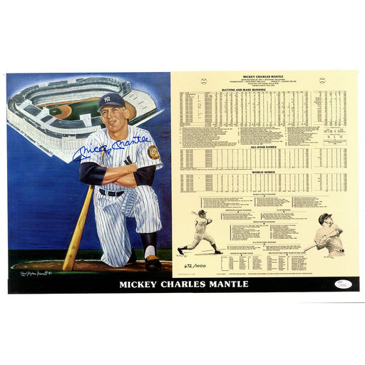 Mickey Mantle Signed Limited Edition/1000 Robert Stephen Simon 14x21 Print (JSA)