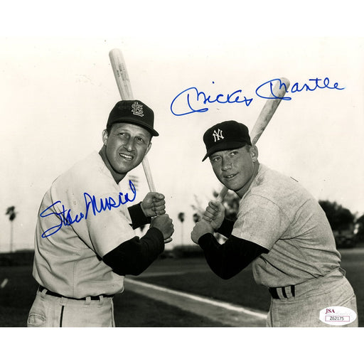 Mickey Mantle and Stan Musial Dual Signed 8x10 Photo Holding Bats JSA