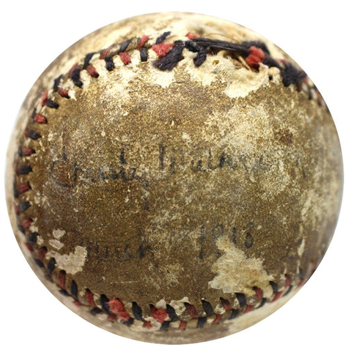 Christy Mathewson Autographed & Inscribed March 1918, c.1918 Red & Black Stitched Baseball (JSA)