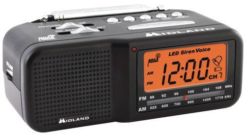 Midland - 7-Channel Desktop Alarm Clock/Weather Alert Radio with AM/FM Radio