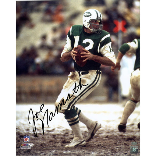 Joe Namath Signed Snow Dropback 16x20 Photo  (Namath Holo)