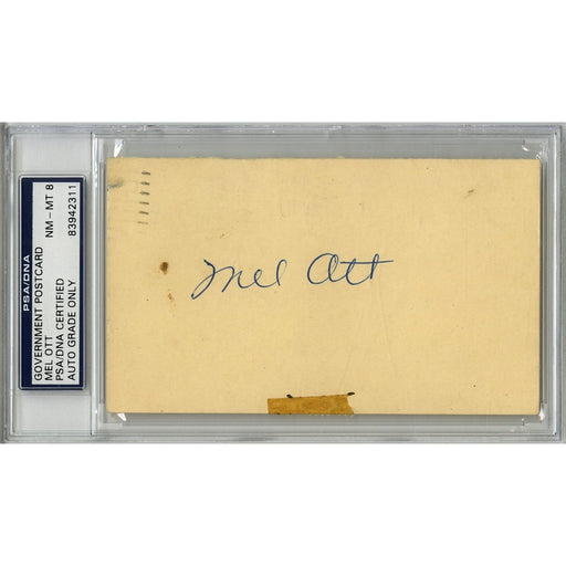 Mel Ott Signed Postcard PSA/DNA Graded 8