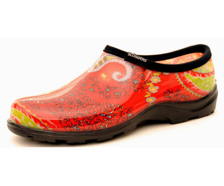 Garden Wear: Red Paisley Garden Shoe - Size 6