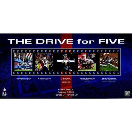 New England Patriots "The Drive for Five" 12x24 Super Bowl 51 Collage Unframed