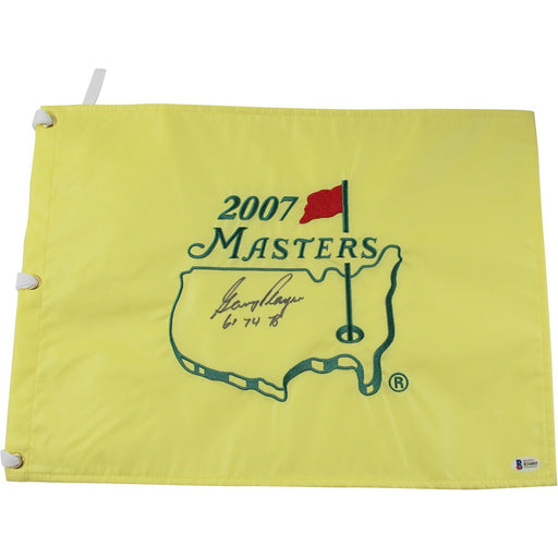 Gary Player Signed 2007 Augusta National Masters Flag "61 74 78" Inscription Beckett COA